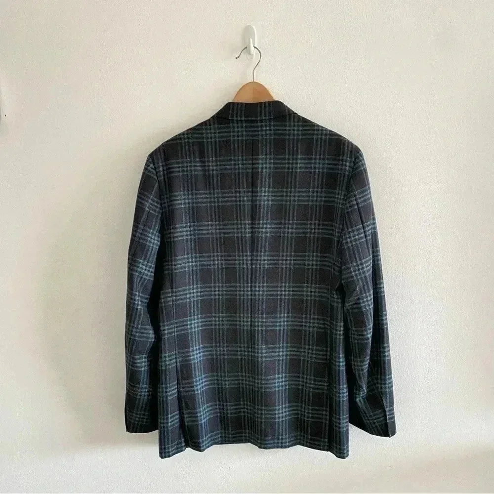 TRUSSINI Wool Chashmere‎ Plaid Blazer Carlo Barbera Sz 50